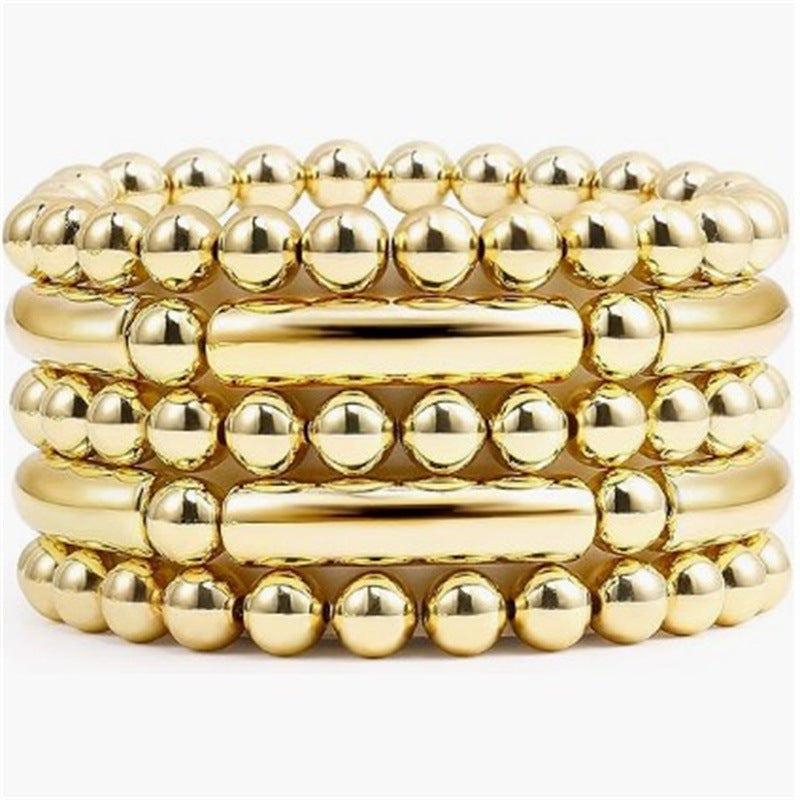 Minimalist 12mm Geometric Round Acrylic Bead Stretch Bracelet Unisex Stackable Jewelry