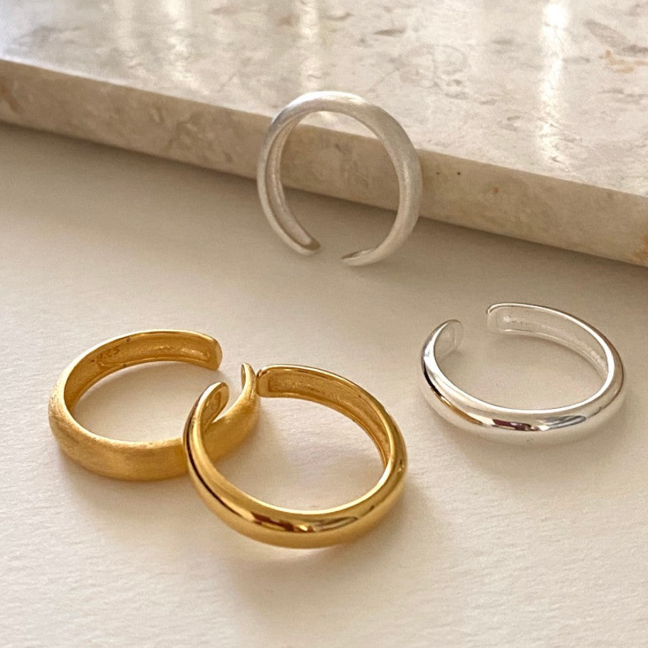 Minimalist Irregular Geometric Shape S925 Sterling Silver Ring for Women with Smooth Polished Finish