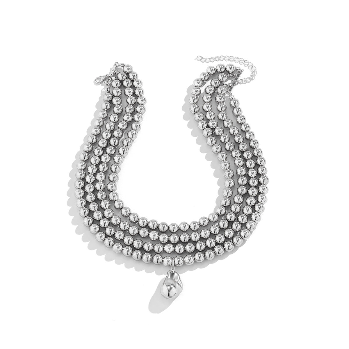 Minimalist Vintage Retro Geometric Round Pearl Pendant Necklace for Women Ball Chain