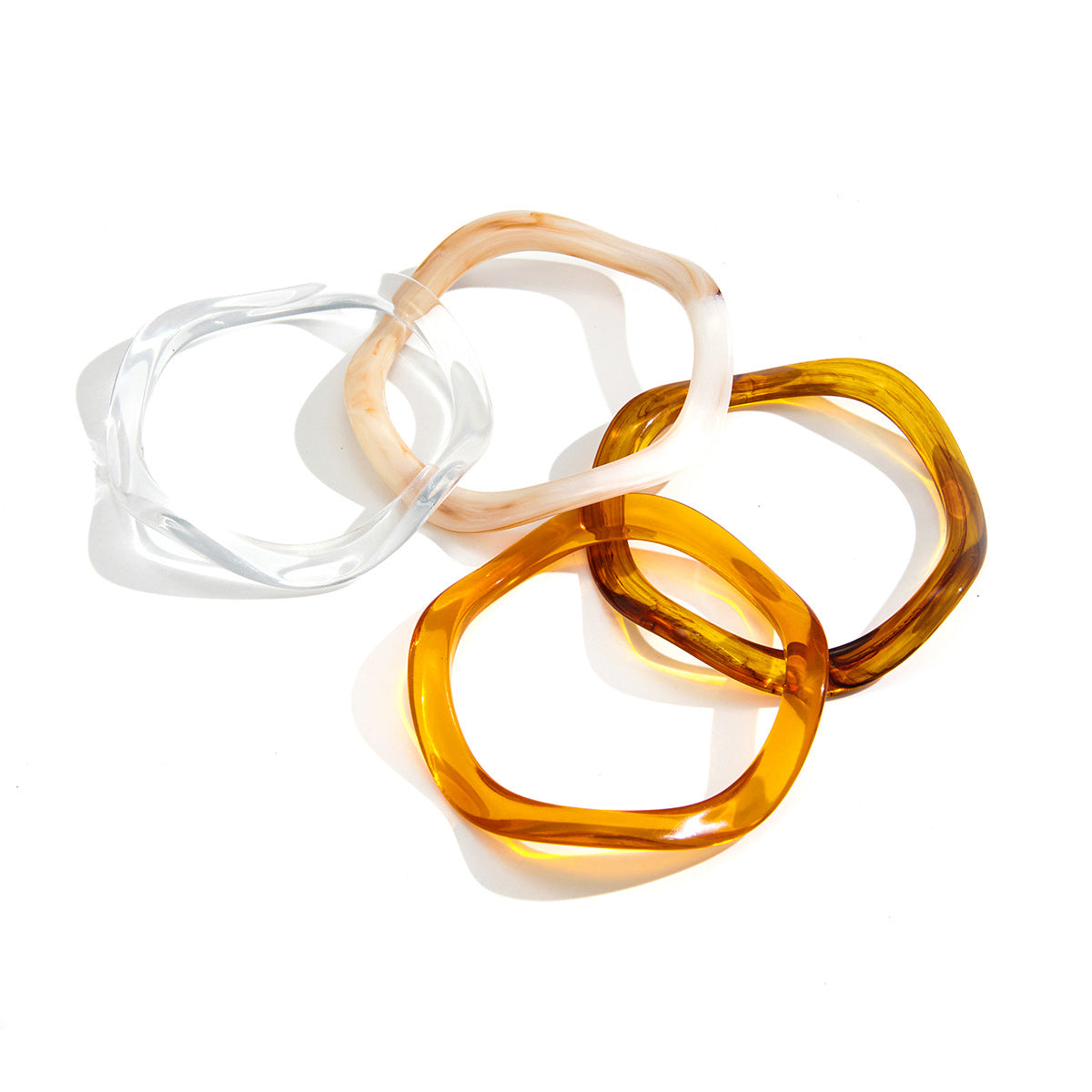 Luxury Stainless Steel Acrylic Resin Wave Bracelet for Women