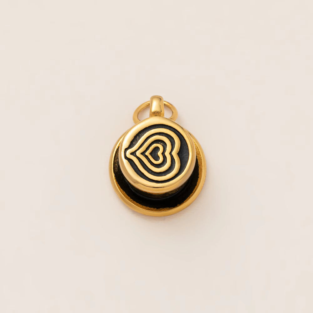 Vintage 18K Gold Plated Stainless Steel Round Coffee Bread Charm Bar for Women