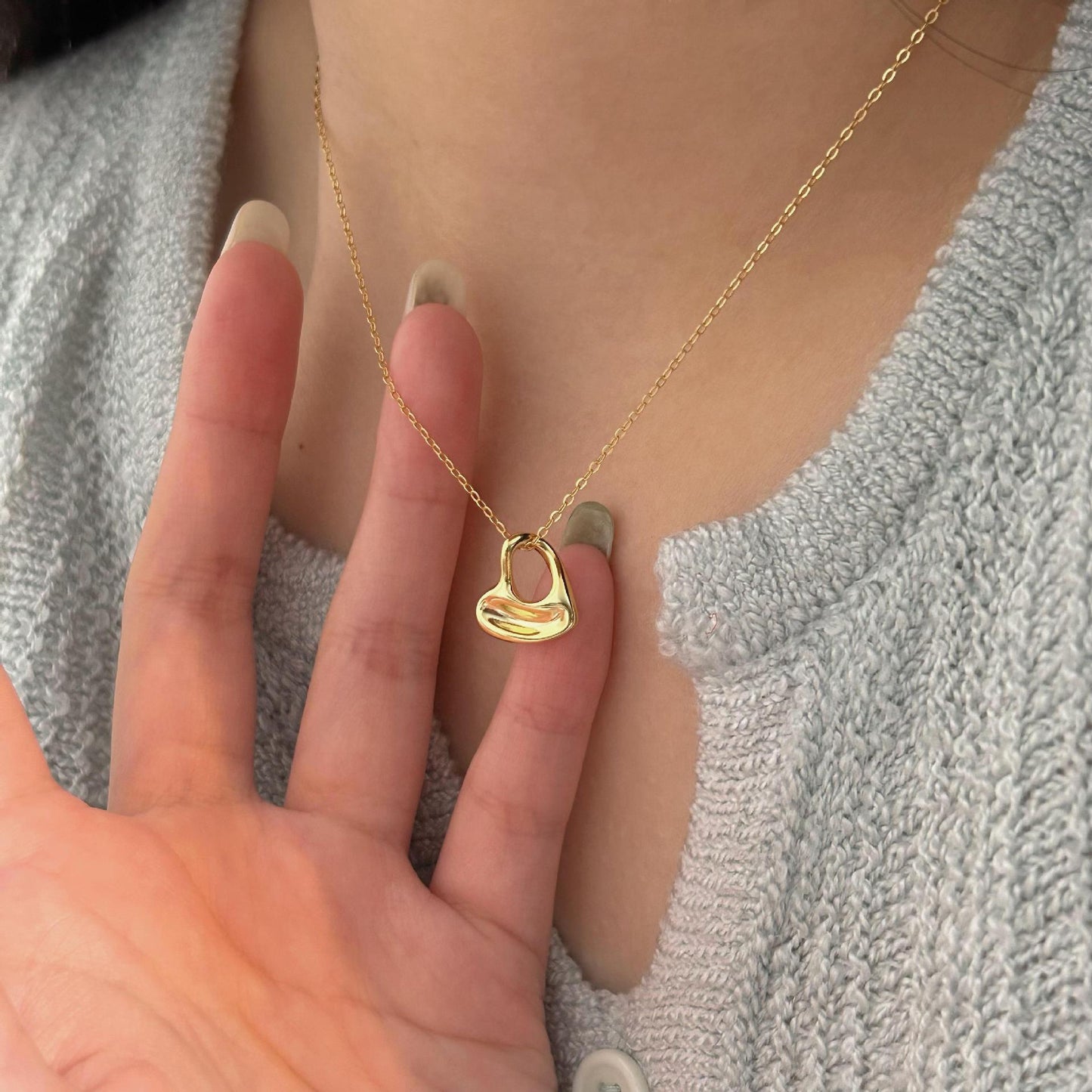 Collana Minimalista a Cuore in Argento Sterling 925 con Finitura Placcata, a Catena Snake per Donna