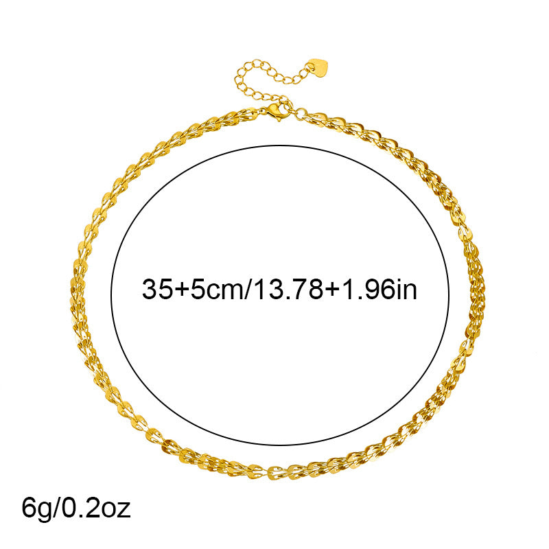 Set bracciale e collana a catena a maglie in acciaio inossidabile placcato con piuma, stile minimalista