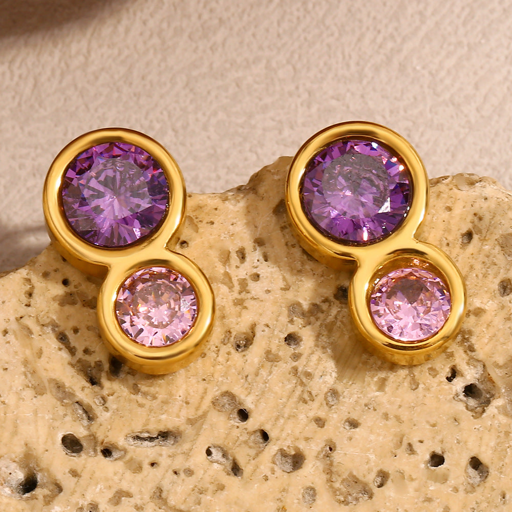 Orecchini tondi geometrici minimalisti moderni in acciaio inossidabile con placcatura in oro 18 carati da donna
