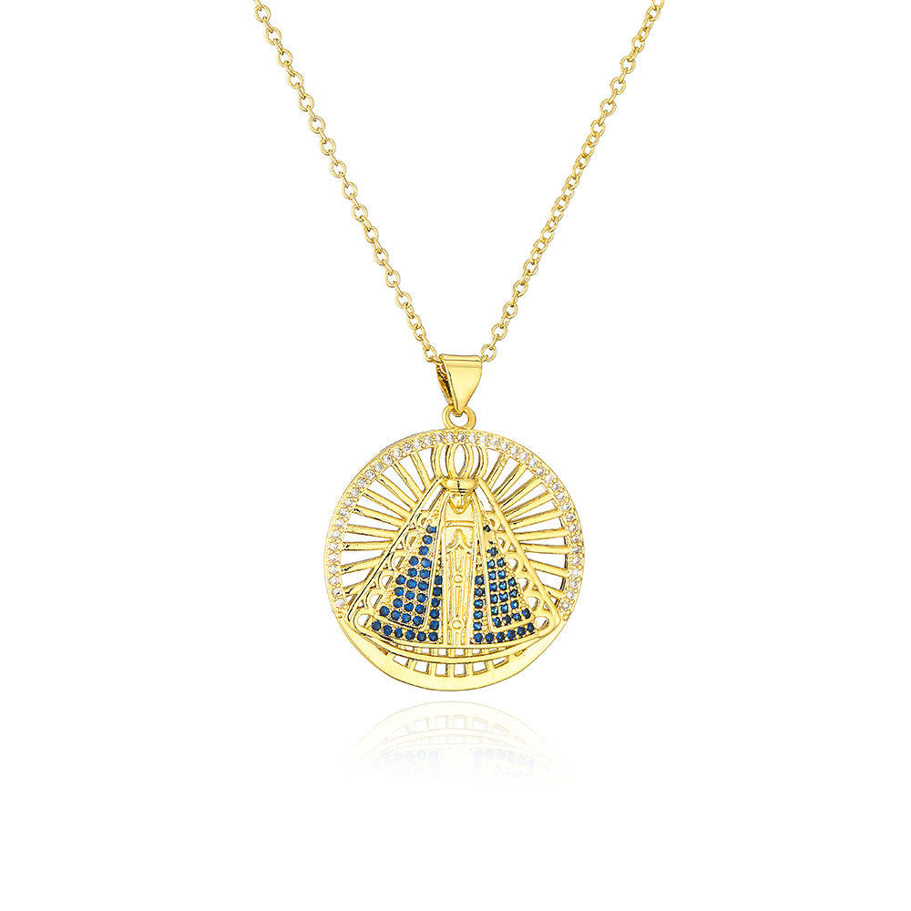 Minimalist Geometric Maria Pendant Necklace for Women in Copper with 18K Gold Plating and Micro-Pave Zirconia