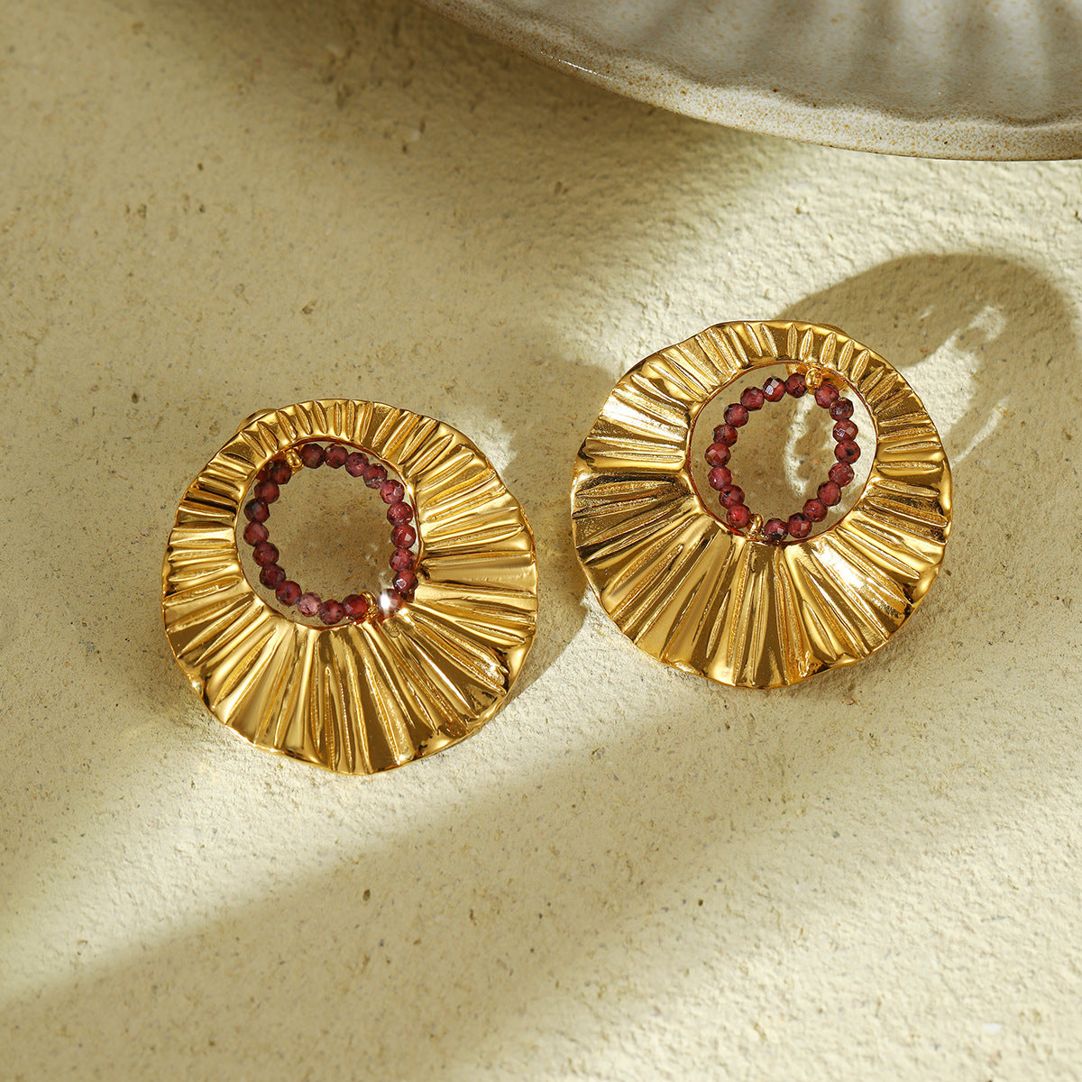 Vintage Geometric Stainless Steel Earrings for Women with Plated Finish Elegant French-Inspired Luxury Ear Studs