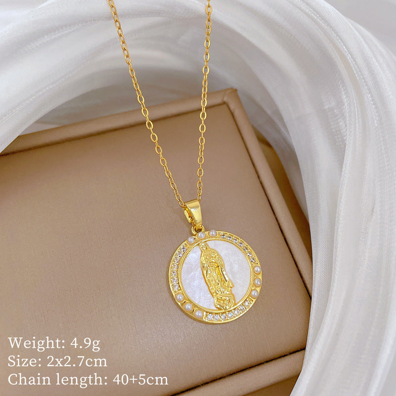 Sweet Minimalist Animal Shape Micro-Inlaid Cubic Zirconia Brass Pendant Titanium Steel Necklace for Unisex
