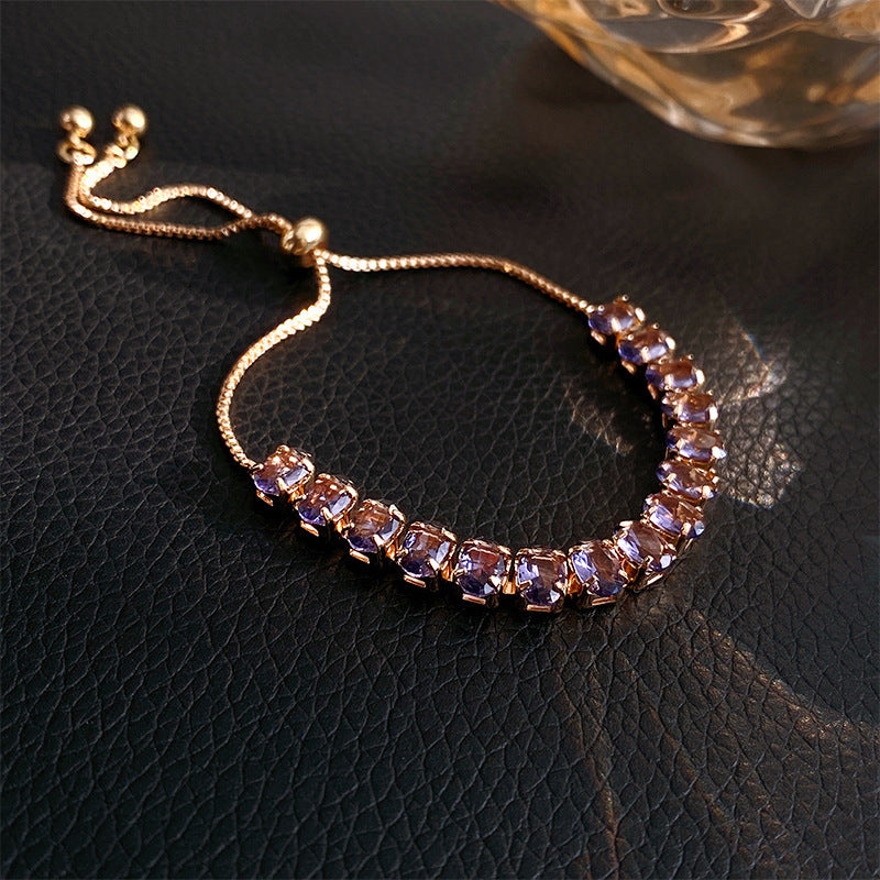 Luxury Elegant Geometric Alloy Plated Bracelet with Cubic Zirconia for Women