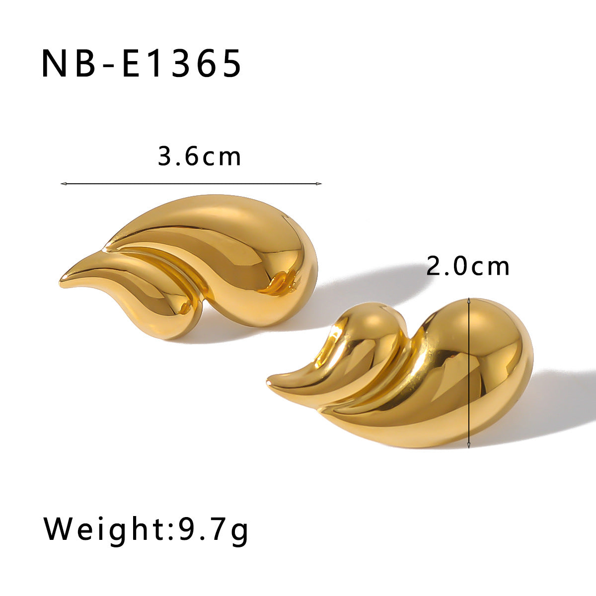 Ins Style Asymmetrical Heart-Shaped Geometric Stainless Steel Earrings with 18K Gold Plating for Women