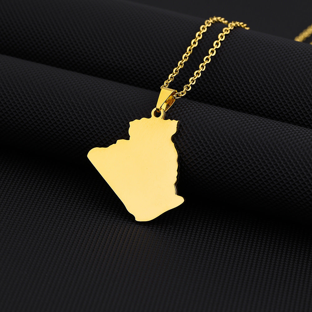 Collana pendente geometrica vintage in acciaio inossidabile con finitura smaltata unisex