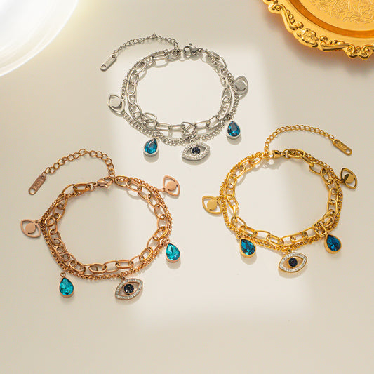 Pulsera de Acero Inoxidable Minimalista Geométrica de Titanio para Mujer con Acabado Chapado y Diseño de Letras