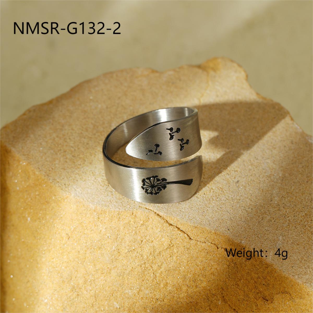 Anello regolabile in acciaio inossidabile a forma di dente di leone con finitura galvanizzata per donna, accessorio di moda di lusso minimalista