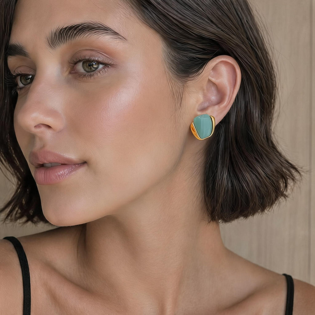 Minimalist Geometric Oval Stainless Steel PVD Plated Earrings for Women
