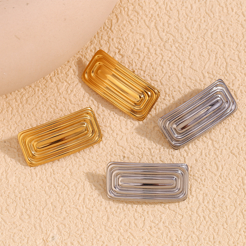 Pendientes Geométricos Minimalistas de Acero Inoxidable con Baño de Oro de 18K para Mujer