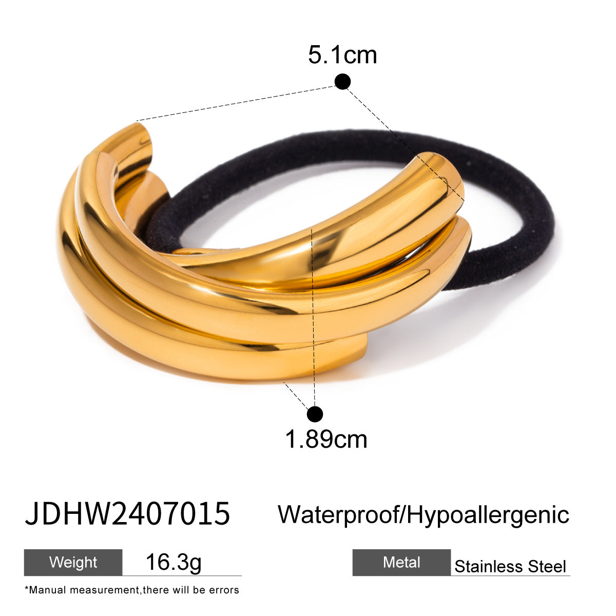 Minimalist Geometric Ring-Shaped Stainless Steel Hair Tie with Plated Finish for High Ponytail