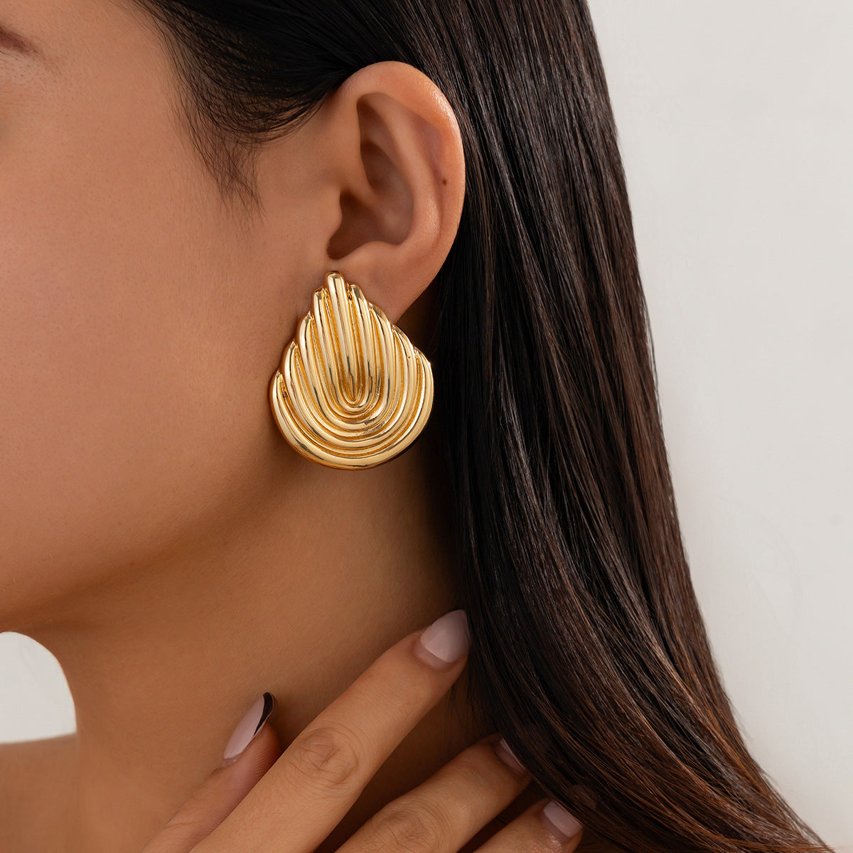 Minimalist Geometric Hollow Double Ring Zinc Alloy Plated Earrings for Women