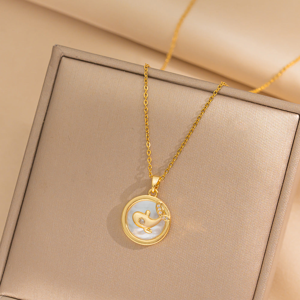 Minimalist Geometric Titanium Steel Necklace for Women with Gold Plating Locket Chain Fashion Accessory