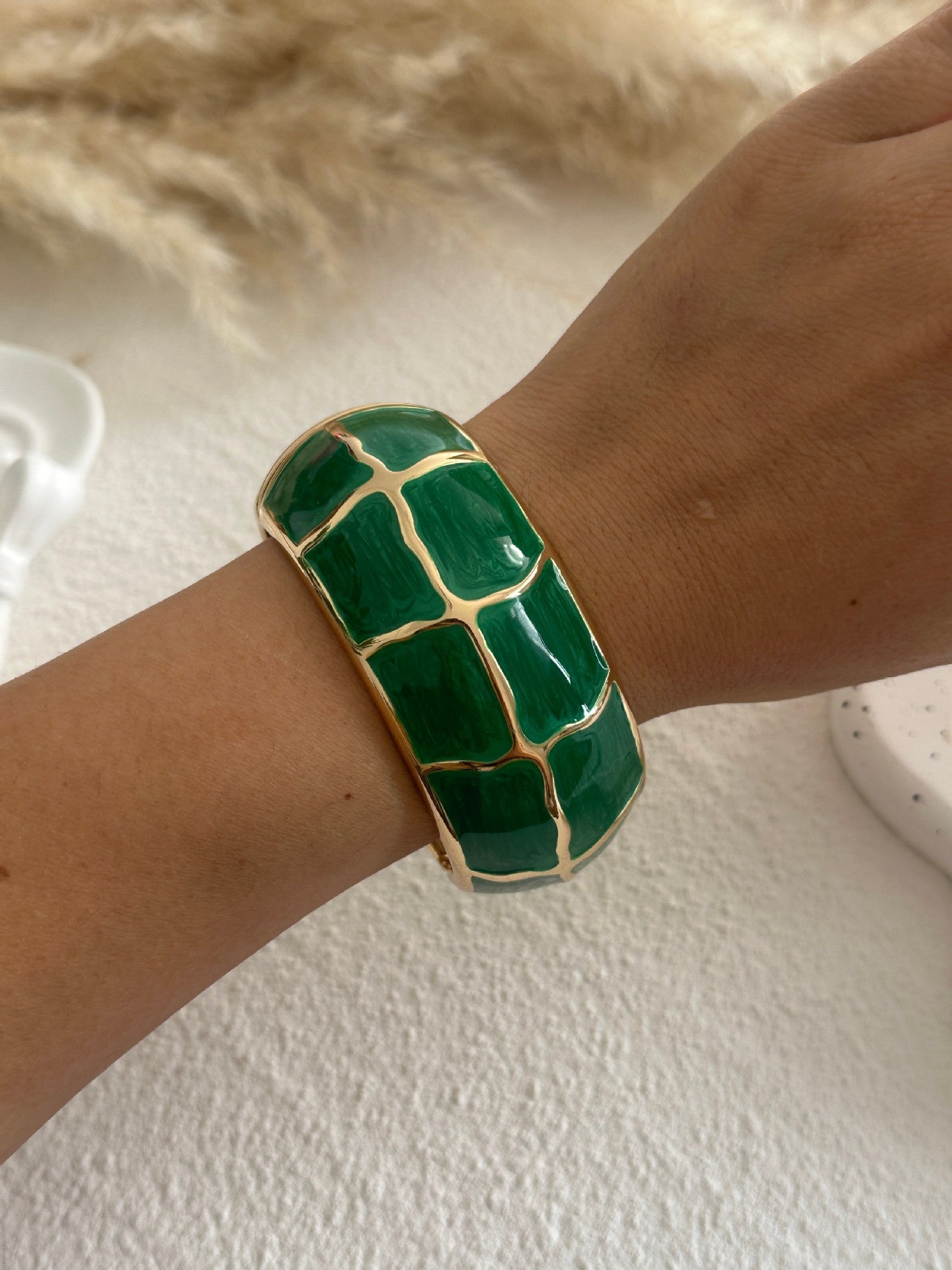 Colorful Drip Oil Heart Geometric Grid Alloy Bracelet