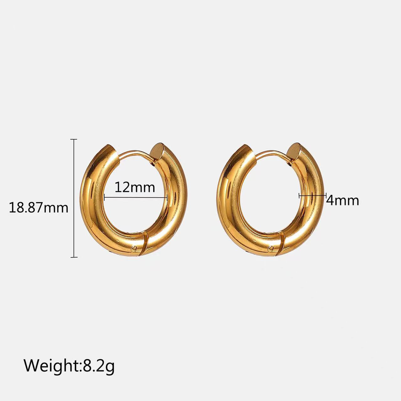 Pendientes de aro minimalistas en forma de U de acero de titanio chapado en oro de 18 quilates para hombres y mujeres