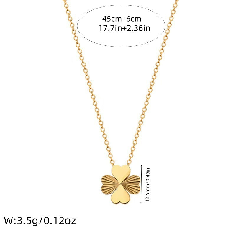 Vintage Plated Stainless Steel Plant Shape Floral Necklace and Earring Set with Cable Chain for Women