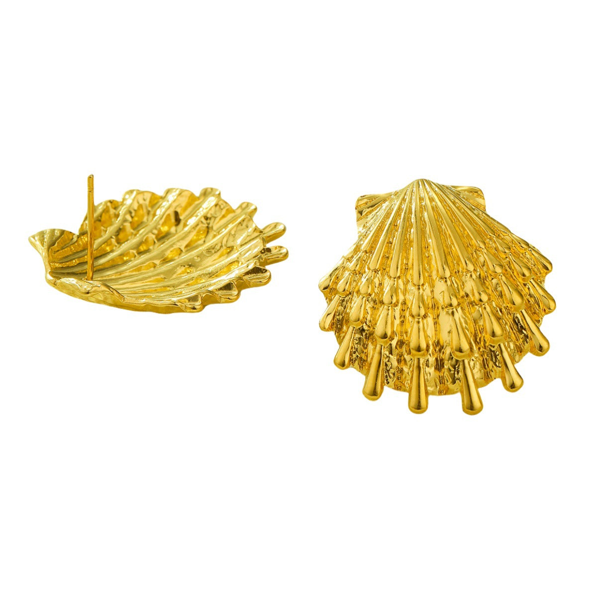 Pendientes de acero inoxidable en forma de concha de estilo natural con baño de oro de 18 quilates para mujer, joyería de moda inspirada en el océano