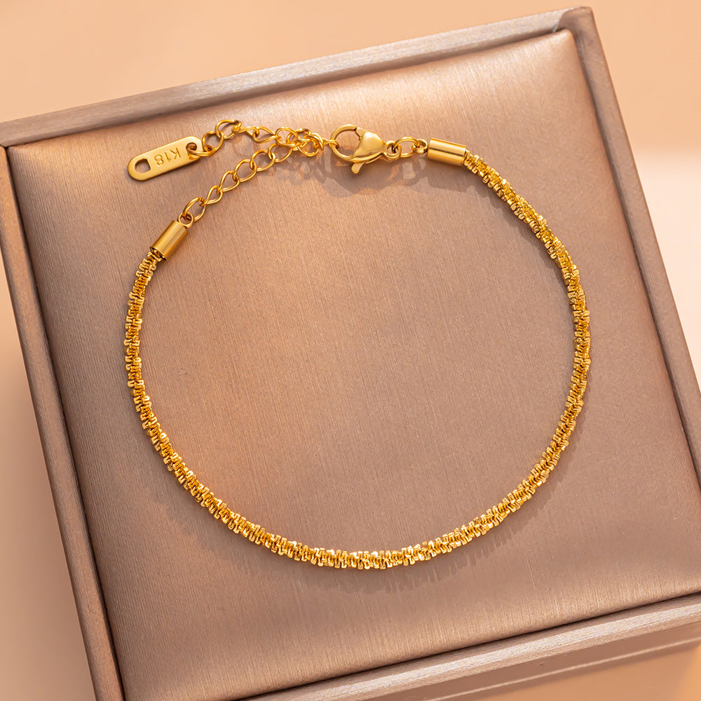 Minimalist 18K Gold Plated Titanium Steel Star Bracelet for Women