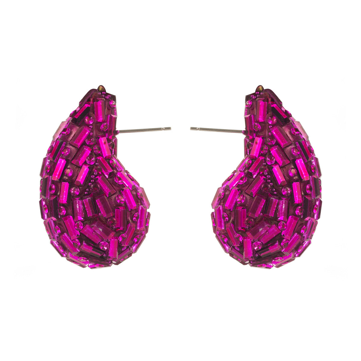 Pendientes de aleación con forma de lágrima, diseño artístico vintage, incrustaciones de diamantes de imitación y diseño de color degradado
