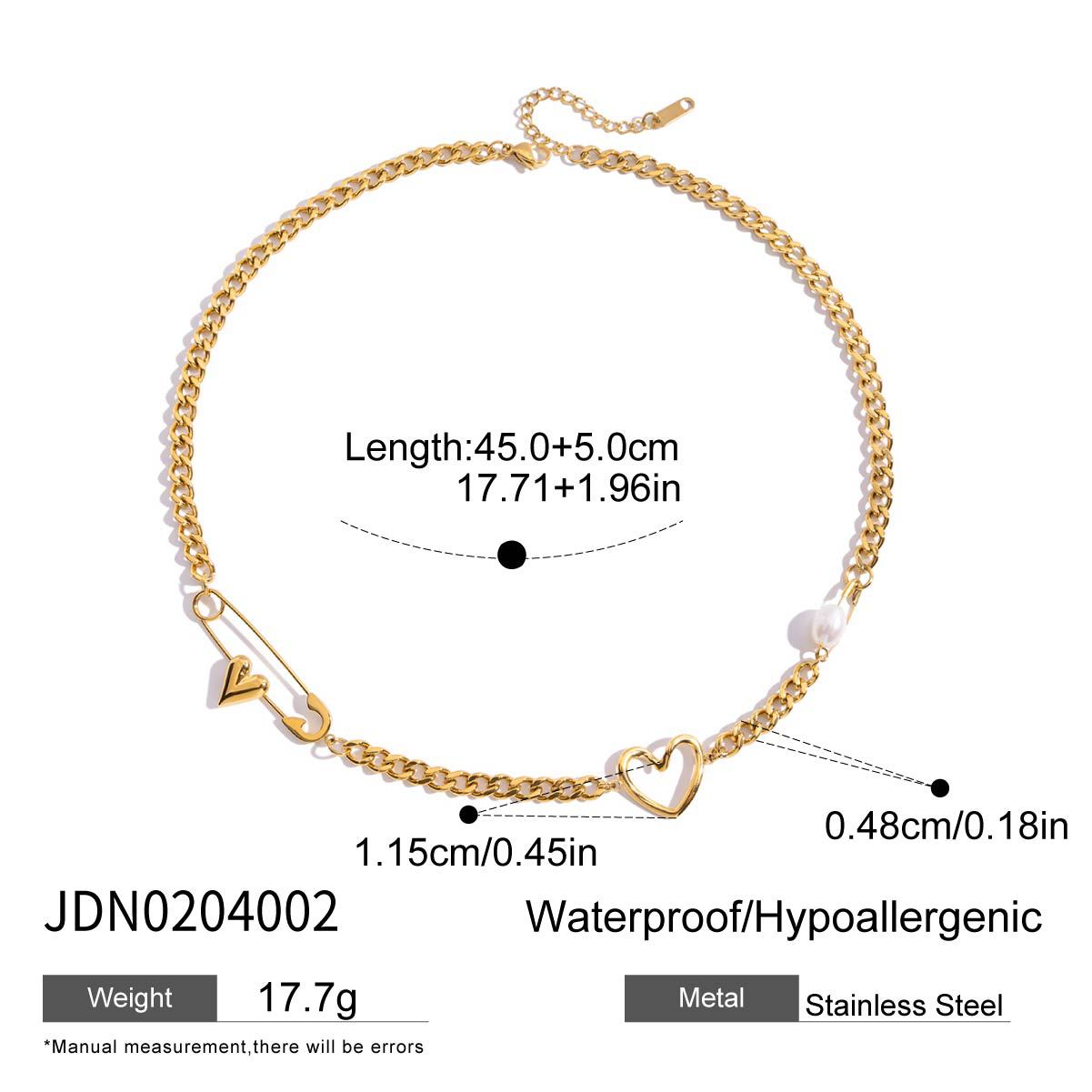 Collar con colgante de clip geométrico minimalista de acero titanio con acabado chapado para mujer
