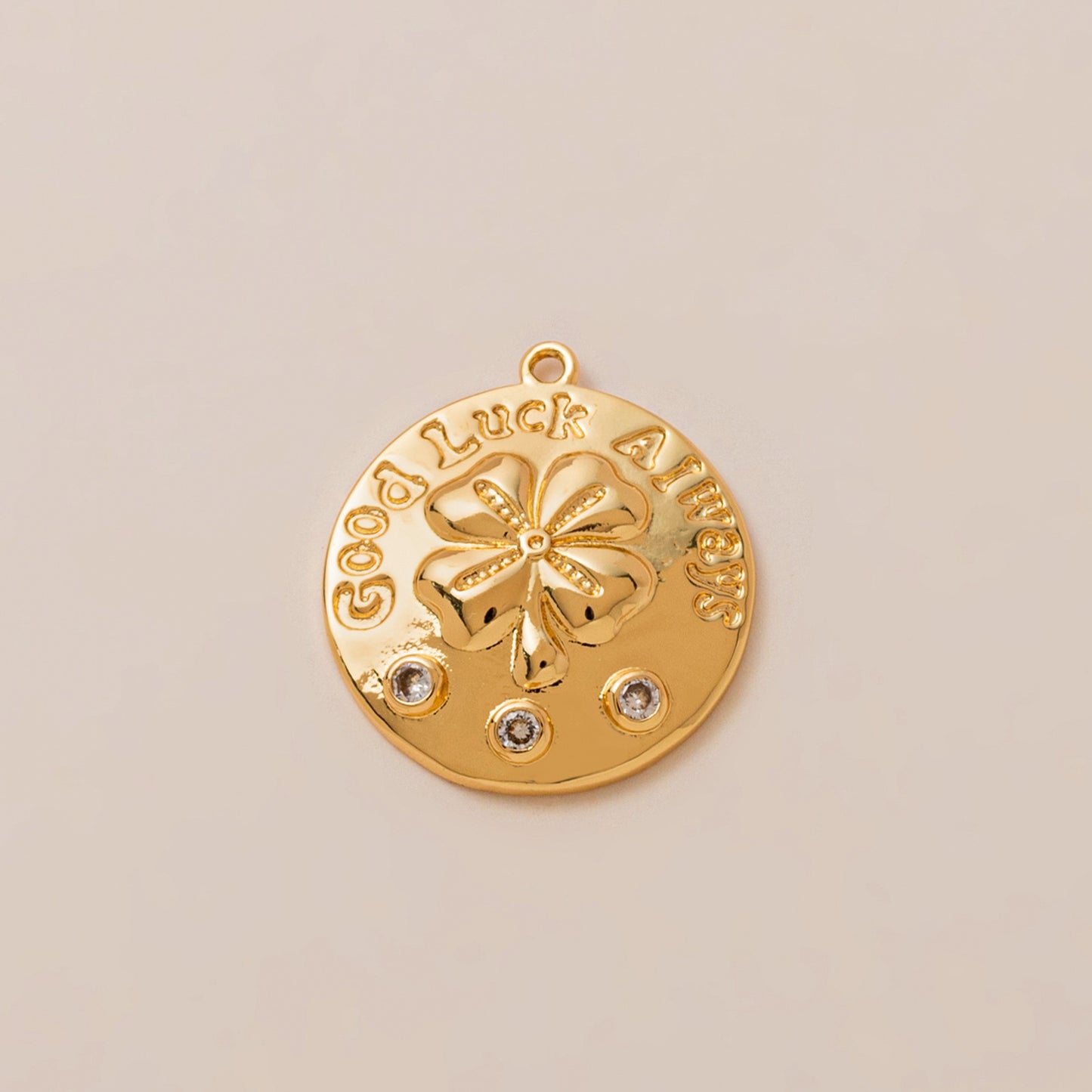 Luxury 18K Gold Plated Brass Pendant with Gemstone Inlay Geometric Fish Clover Heart Design