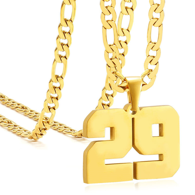 Minimalist Numeric Pendant Necklace for Men and Women Stainless Steel Chain with Polished Titanium Steel Charm