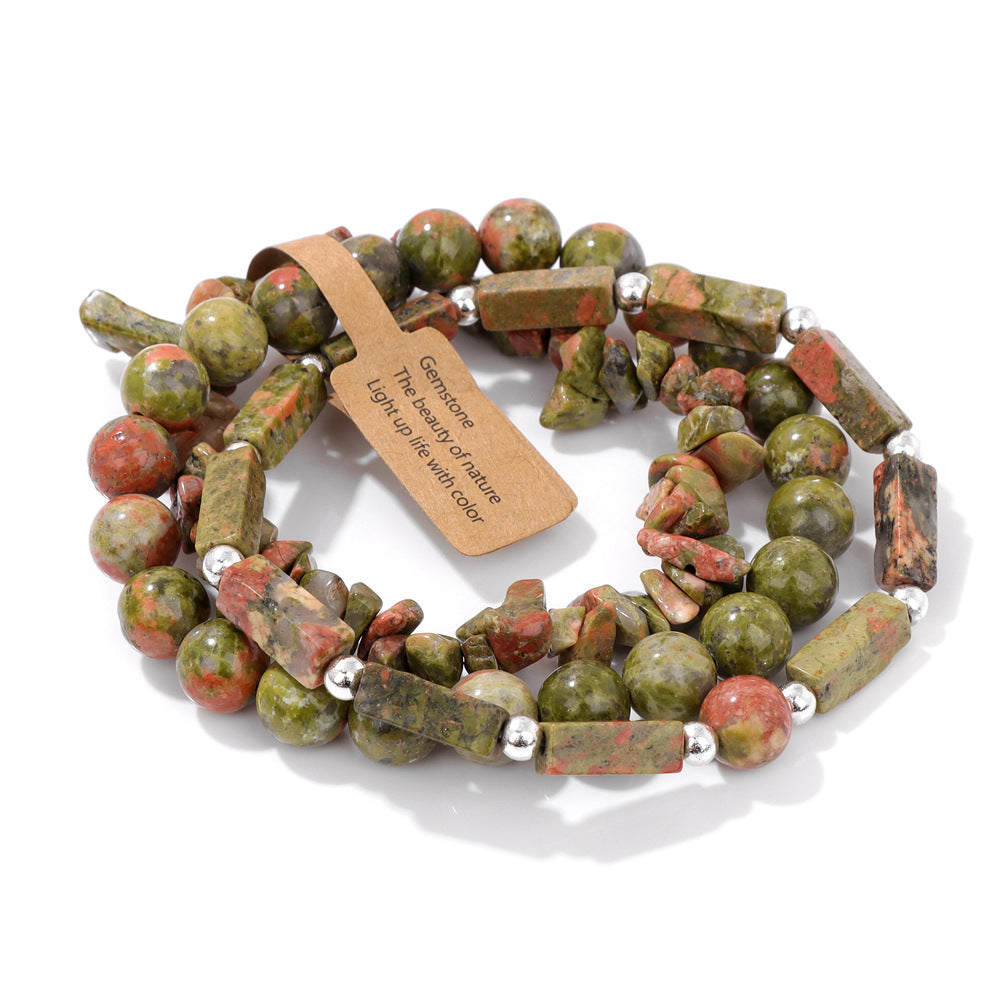 Vintage Geometric Rectangle Crystal Beaded Bracelet Set for Unisex