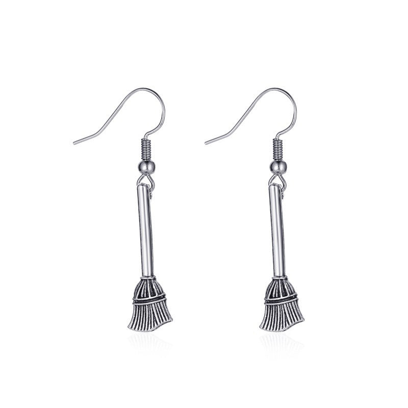 Pendientes de aleación con diseño de calabaza y calavera, estilo punk, chapados en oro, para mujer, temáticos de Halloween