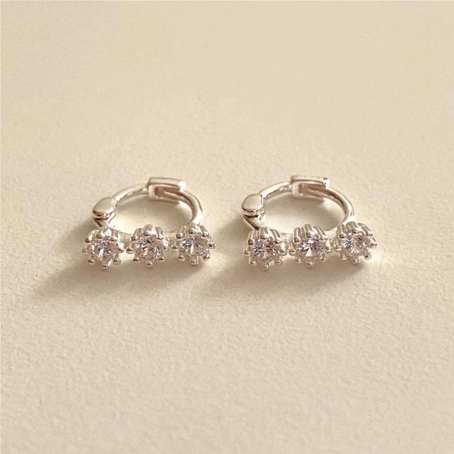 Minimalist Sweet 925 Sterling Silver Geometric Letter Cubic Zirconia Earrings Gold Plated