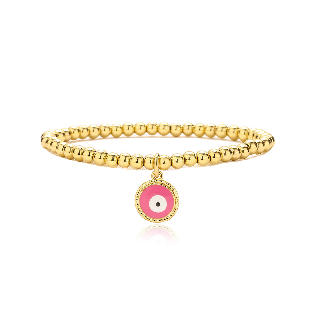 Bracciale a pendente Geometric Demon Eye da donna con perline in rame e finitura smaltata
