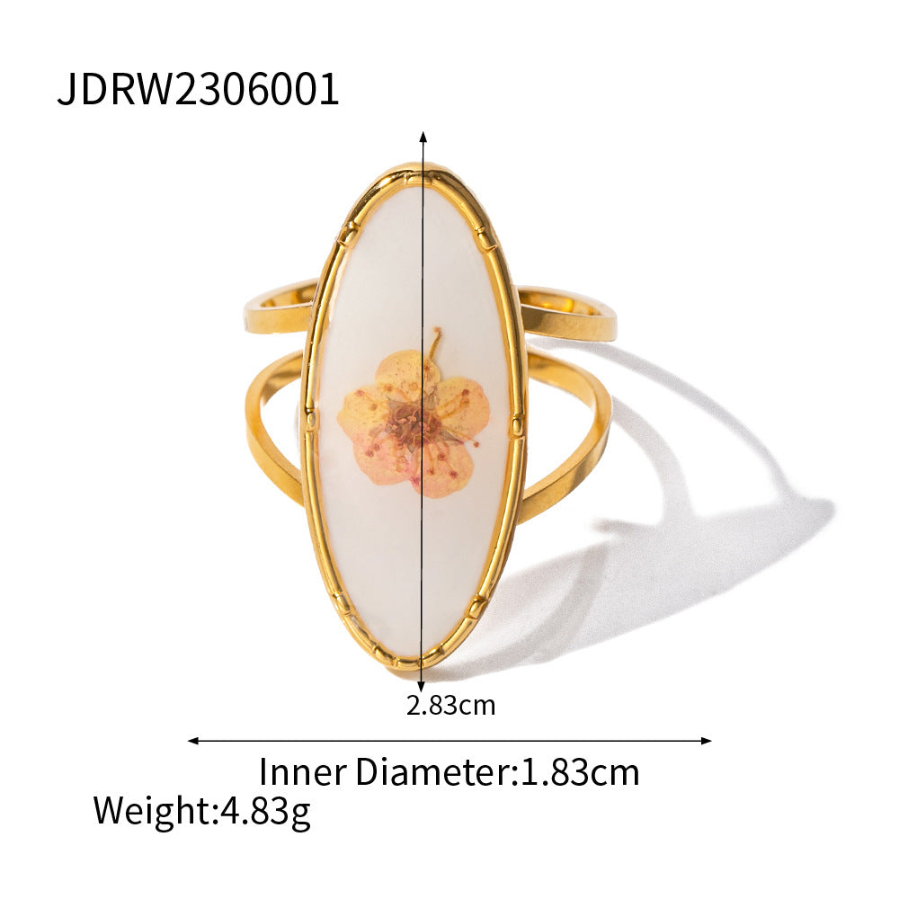 Anello Fiore Eterno Geometrico in Acciaio al Titanio con Finitura Galvanica per Donna, Accessorio Moda Minimalista di Lusso
