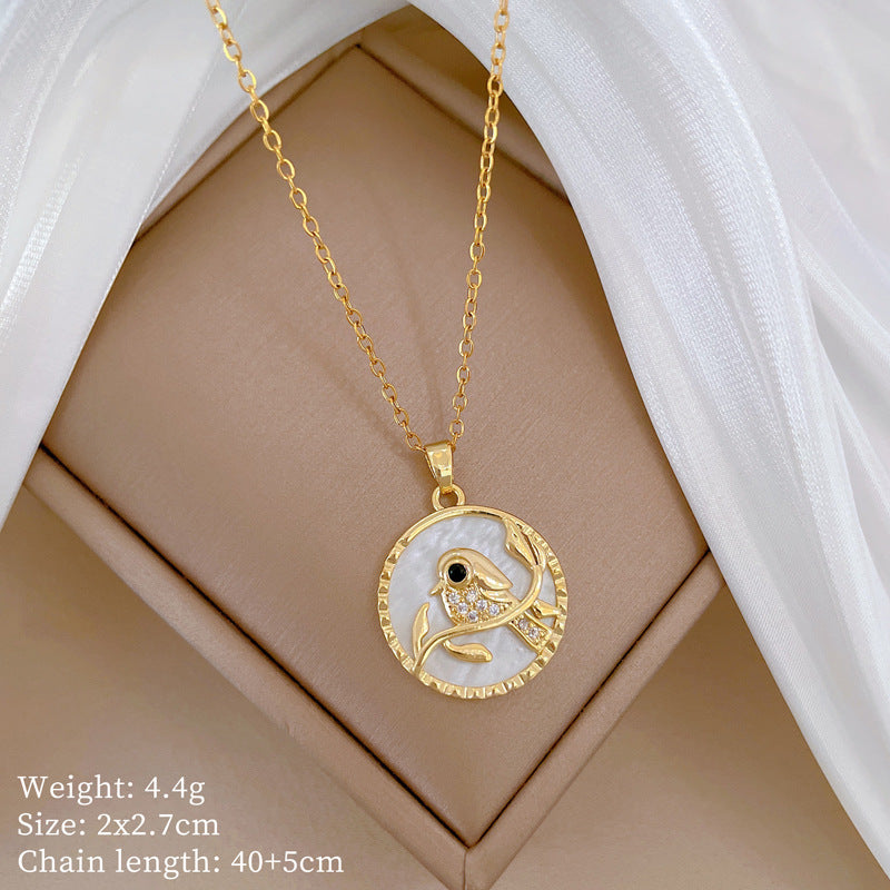 Collana Geometrica con Cielo Stellato da Donna con Strass Micro-Incastonati in Acciaio al Titanio, Stile Dolce, Fresco e Minimalista