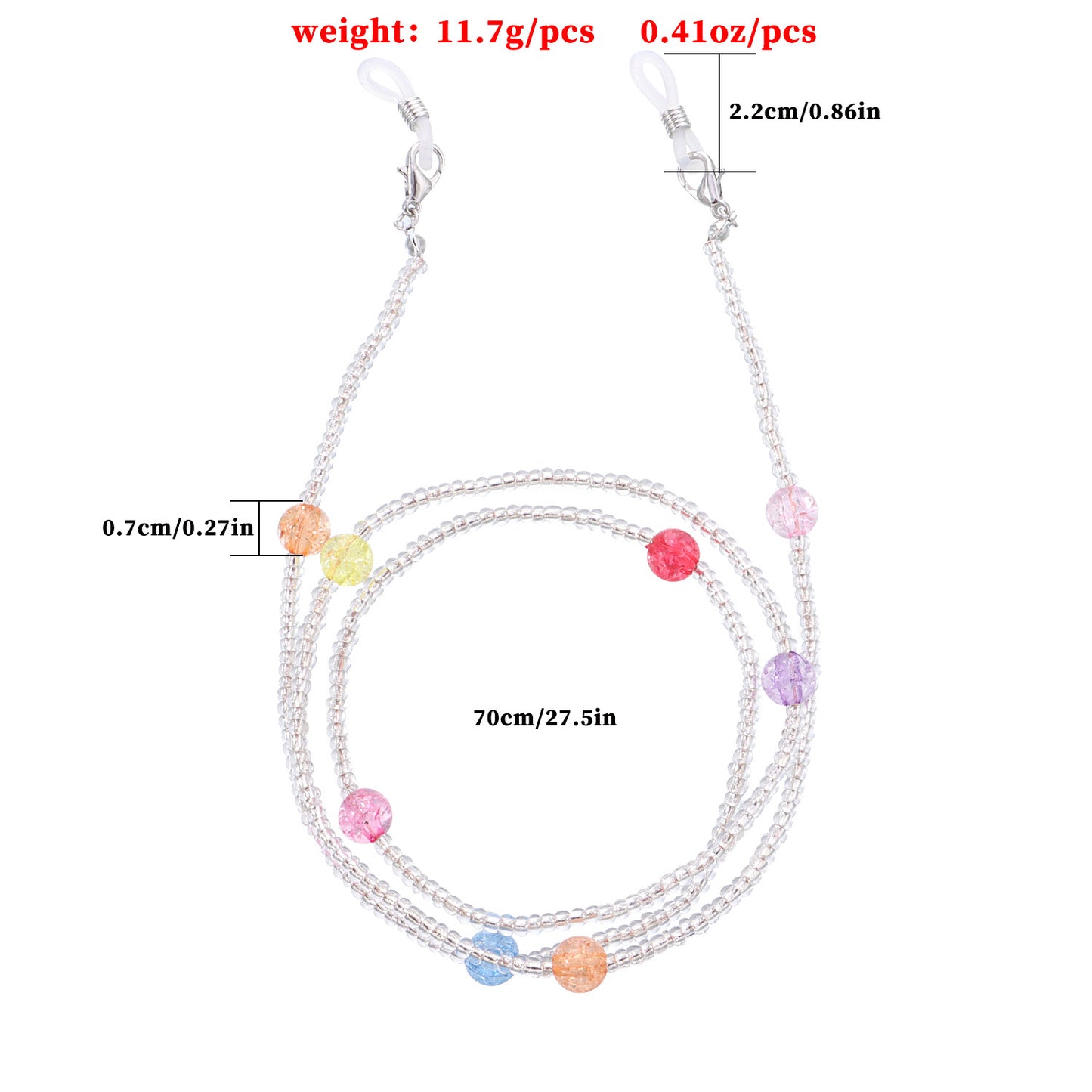 Fashion Colorful Round Glass Bead Handmade Eyewear Chain for Women