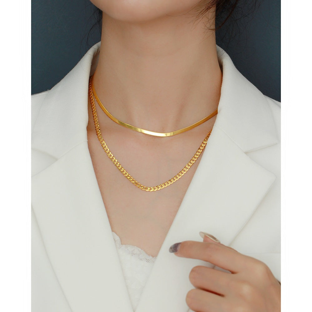 Minimalist Geometric Pendant Necklace for Women and Men in 925 Sterling Silver with Plated Finish on Snake Chain