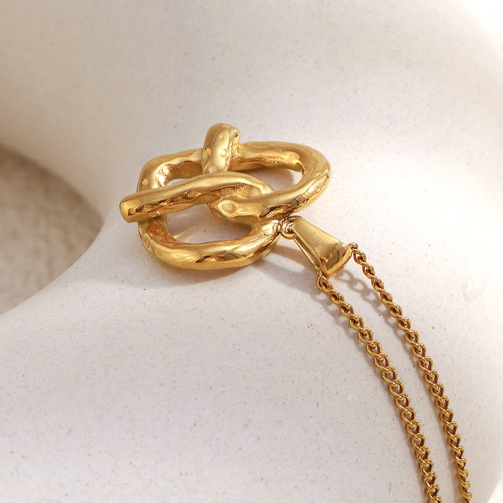 Minimalist Cross Heart Pendant Necklace in Stainless Steel with 18K Gold Plating for Women