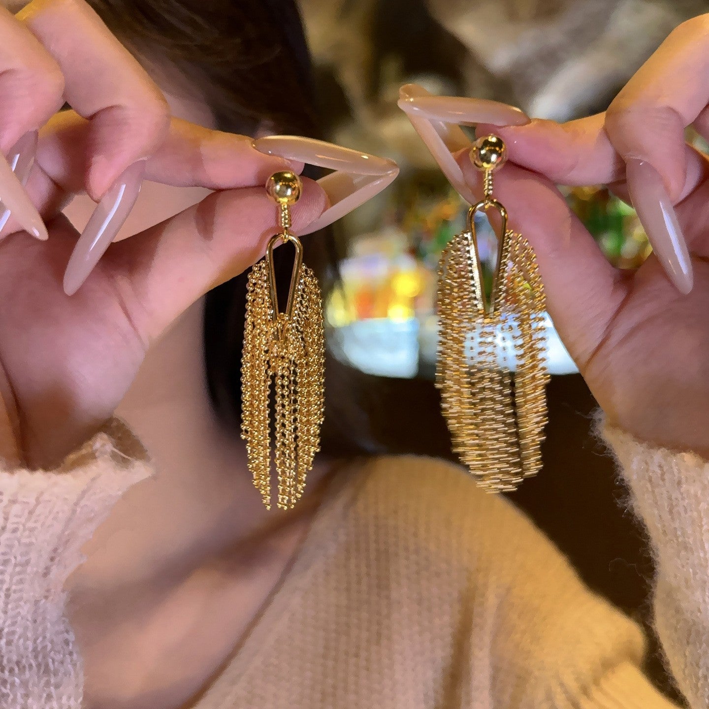 Orecchini a perno in acciaio al titanio con forme geometriche, zirconi e occhio di tigre, da donna, stile minimalista di lusso per l'ufficio e l'uso quotidiano