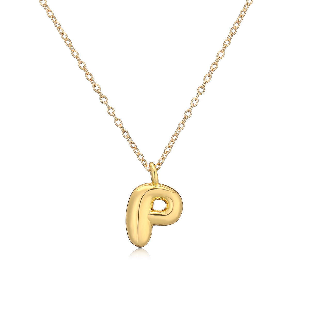 Minimalist Letter-Shaped Copper Pendant Necklace with Real Gold Plating for Women