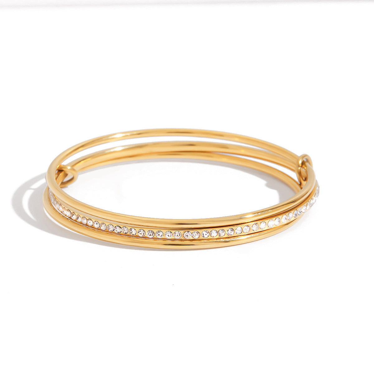 Elegant Round Geometric Stainless Steel Plated Cubic Zirconia Bracelet for Women