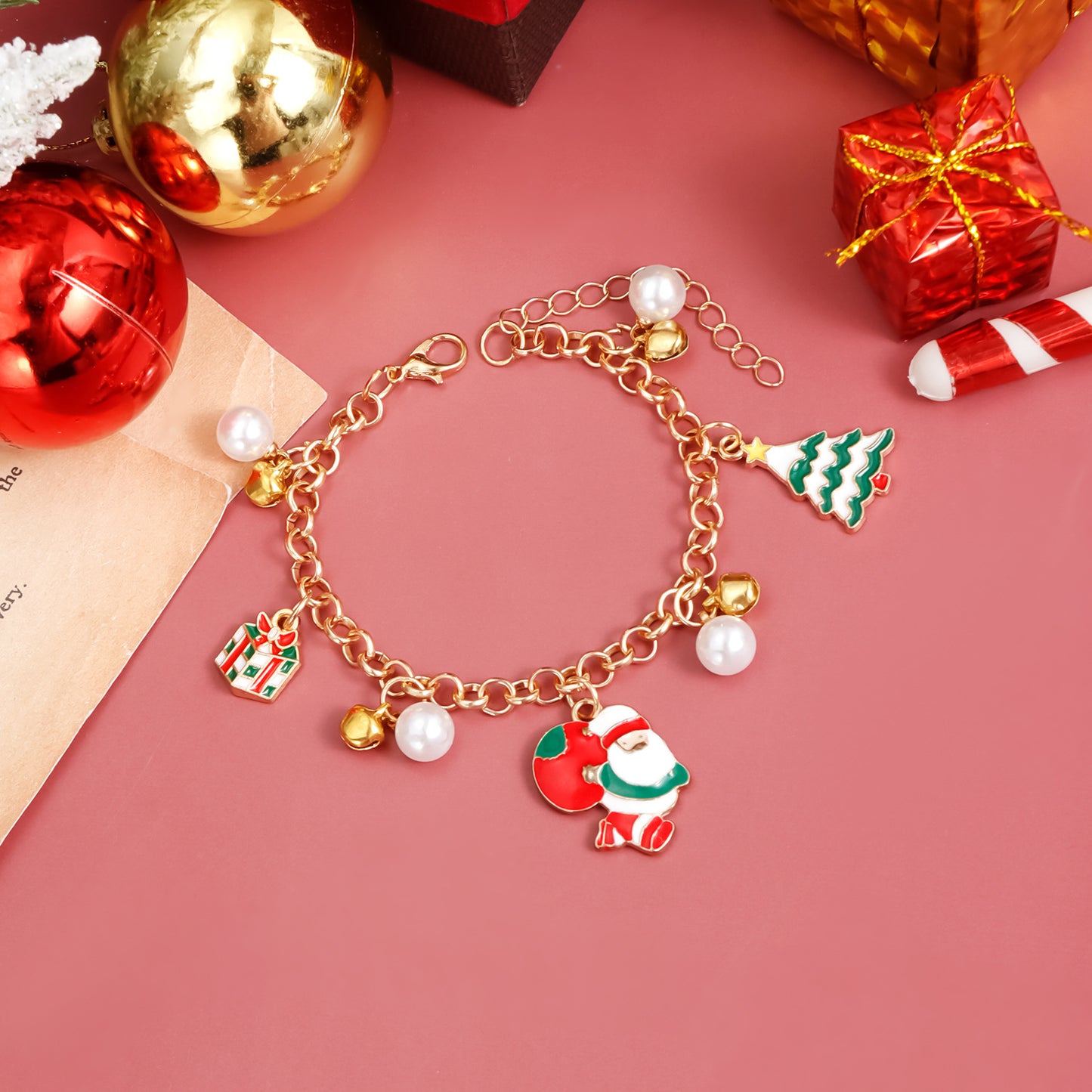 Fashionable Geometric Alloy Christmas Tree and Bell Pendant Choker Necklace for Women with Plated Finish