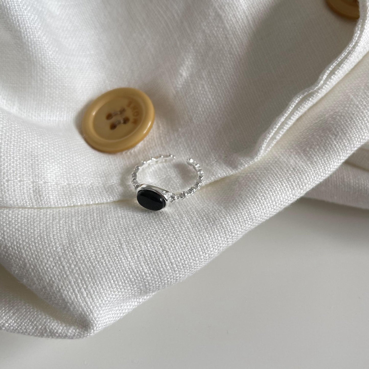 Anello Aperto Minimalista in Argento Sterling 925 Placcato con Agata Geometrica