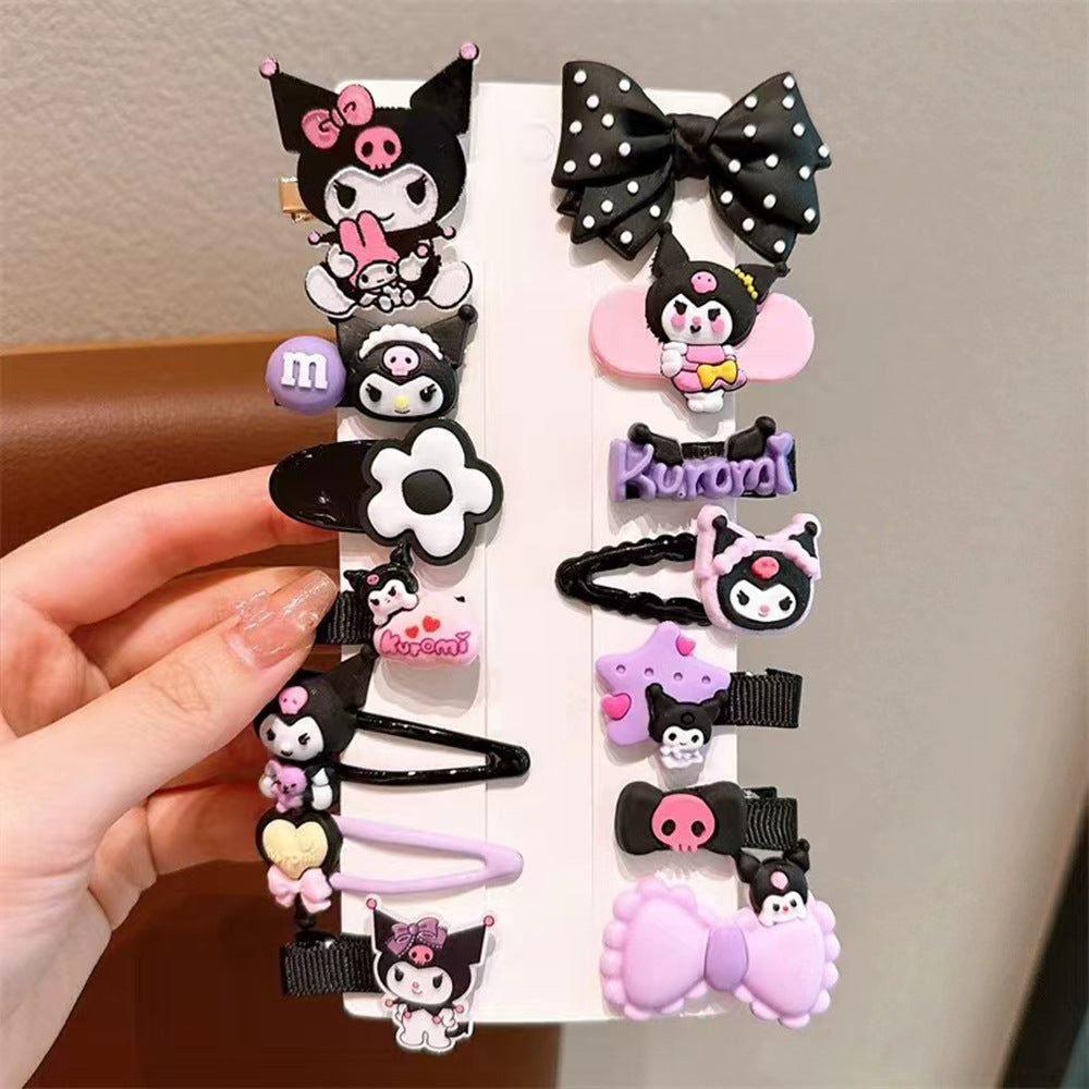 Juego de pinzas para el pelo de personajes de dibujos animados para niñas con material de resina, diseño Kawaii Sanrio Cinnamoroll, pinzas laterales hechas a mano para el verano