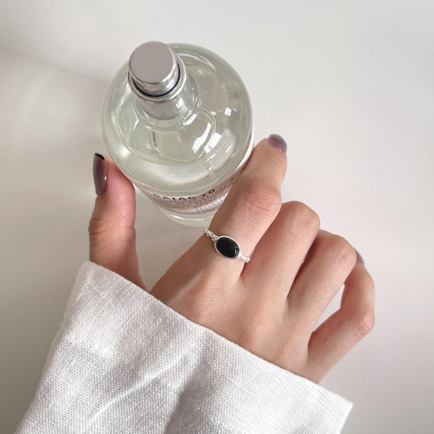 Anello Aperto Minimalista in Argento Sterling 925 Placcato con Agata Geometrica