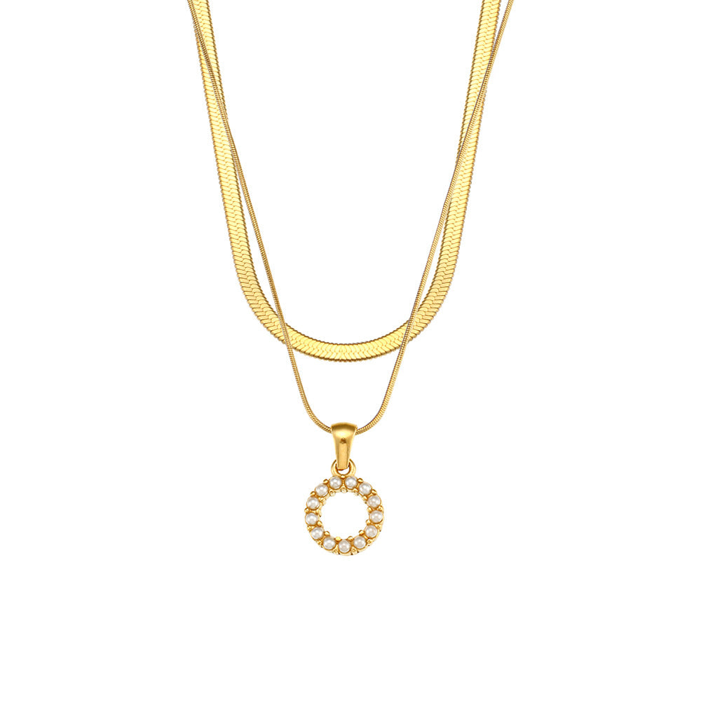 Collana con Pendente a Lettera alla Moda in Acciaio Inossidabile con Finitura Placcata e Catena Serpentina da Donna