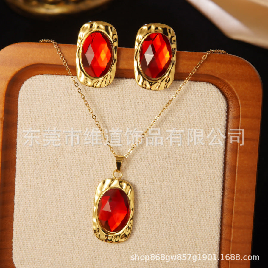 Set collana e orecchini a stella marina con fiocco conchiglia smaltato in acciaio inossidabile e titanio con catena a cavo per donna
