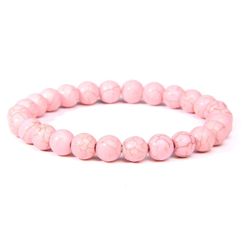 Natural Volcanic Stone and Agate Beaded Bracelet Geometric Round Unisex Fashion Jewelry