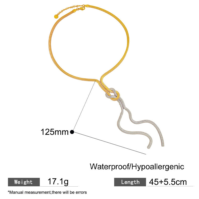 Minimalist Luxury Geometric Twisted Rope and Snake Chain Titanium Steel Necklace